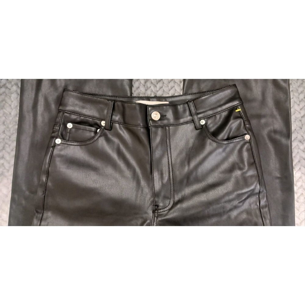 Zara Pants Womens Black Faux Leather Straight Leg EUR‎ 34 US 2 MEX 24 - Picture 2 of 14